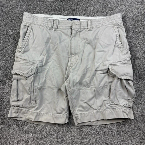 Vintage Polo Ralph Lauren Cargo Shorts Mens 40 Beige Military Utility Canvas - Picture 1 of 7